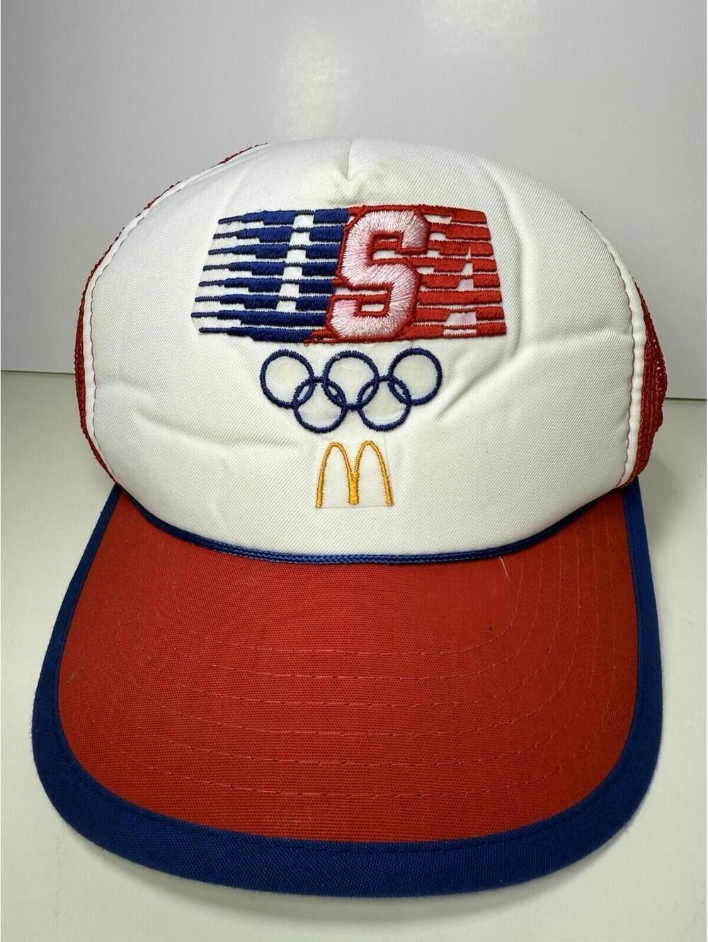Vintage McDonalds Olympics USA Mesh Back Rope Cap Hat Adjustable Snapback